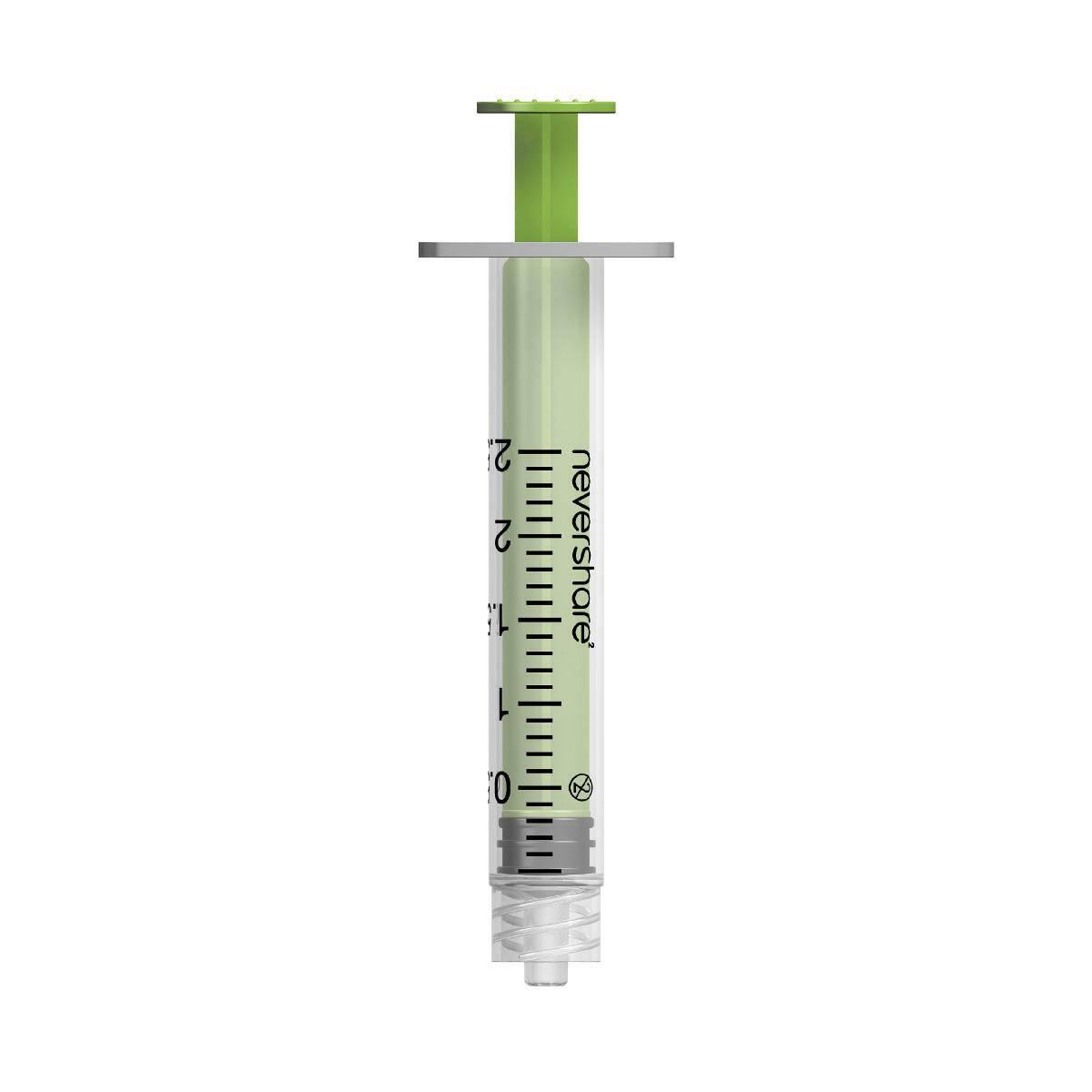2,5 ml groene Nevershare Luer Lock-spuiten